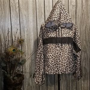 Leopard windbreaker zip hoodie